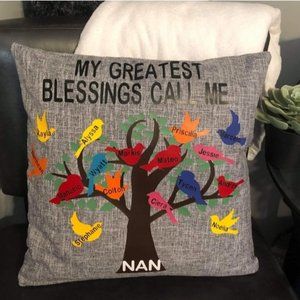 Grandparent Greatest Blessings Throw Pillow Case